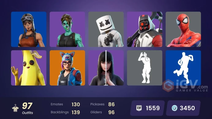 FA - [PSN/XBOX/PC] - 97 skins | Renegade Raider | Double Helix | Grind | Clutch | Ruin | The Ice King | Frostbite | Rox | Catalyst | 3400 VB