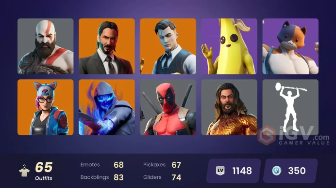 FA - [PSN/XBOX/PC] 65 skins | Gold Kratos | Gold Midas | Gold Brutus | Vendetta | Hybrid | Gear Specialist Maya | John Wick | Fusion | Fade | 