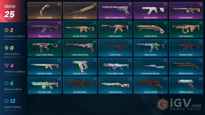 EU [ 25 TOP SKINS + 2 KNIFE ] Recon Balisong + Reaver Vandal + Neptune Vandal + Gaia's Vengeance Ghost + Speed Karambit / full acces