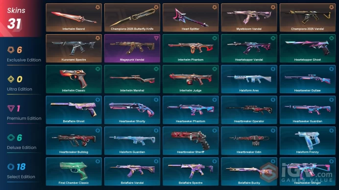 EU [ 31 TOP SKINS + 3 KNIFE ] Champions 2025 Butterfly Knife + Champions 2025 Vandal + Mystbloom Vandal + Magepunk Vandal / full acces