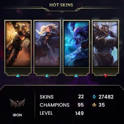 EUW / [2026] S16 IRON I / 92 CHAMPS / 22 SKINS / 1/5 PLACEMENTS / HONOR 4 / CHANGEABLE EMAIL / 5 MIN. 24/7 DELIVERY #L1/99125AR30