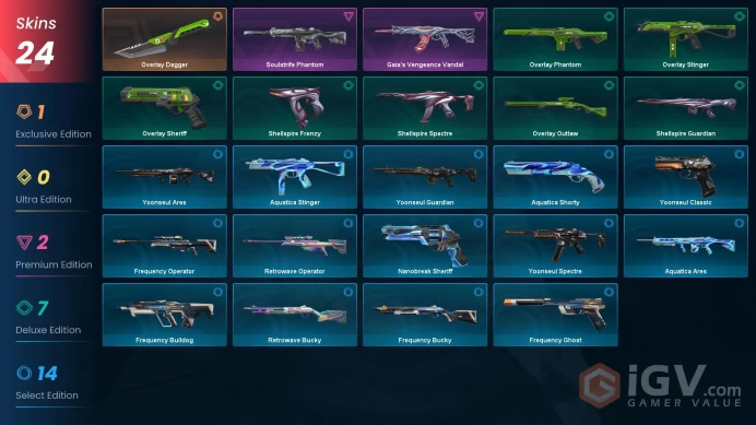 EU [ 24 TOP SKINS + 1 KNIFE ] Gaia's Vengeance Vandal + Soulstrife Phantom + Overlay Dagger / full acces