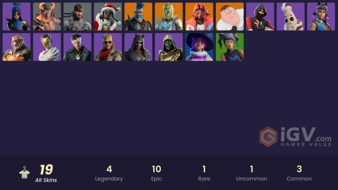 [PC/XBOX] 19 skins | IKONIK | Omegarok | Spectra Knight | Valeria | Peter Griffin | Heartbreak Ranger | Solid Snake | Santa Dogg | Vengeance Jon
