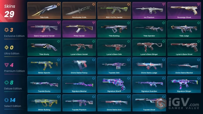 EU / 29 skins / Xenohunter Knife / RGX 11z Pro Vandal / Prime Vandal / Gaia's Vengeance VandalZka1554