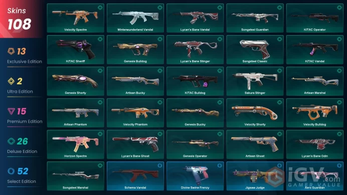 NA 108 skins 7 KNIVES/ Arcane Sheriff / Champions 2021 Vandal / Glitchpop Vandal / RGX 11z Pro VandalZka1557