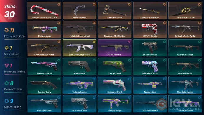 [EU] 29x Rare Skins [Champions 2023 Bundle + Champions 2024 Bundle + Reaver Karambit + Chaos Vandal +Evori Vandal +VCT x T1 Classic] Full Access