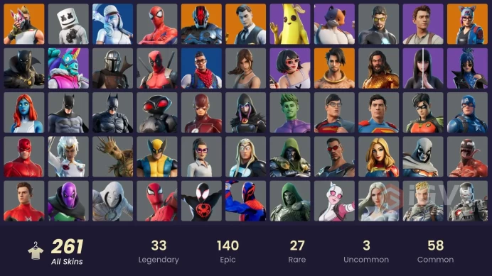 [PC/XBOX] 261 skins | Gold Midas | Prodigy | Carbon Commando | Point Patroller | Naruto Uzumaki | Rogue Agent | Sultura | Fixer | 1300 VB