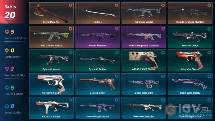 EU [ 20 TOP SKINS + 2 KNIFE ] Storm Maw Axe + Kuronami Vandal + Prelude to Chaos Phantom + RGX 11z Pro Vandal + Nebula Phantom / full acces
