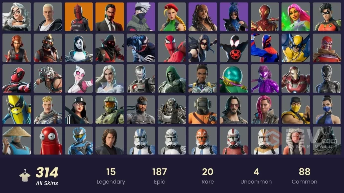 [PC/XBOX] 314 skins | Master Chief | Naruto Uzumaki | Lina Scorch | Vivi Chroma | Subzero Cryptic | Vegeta | All Might | Zeus | 400 VB
