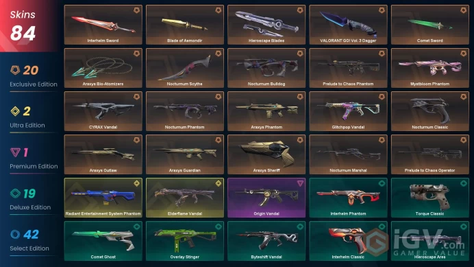 EU [ 84 TOP SKIS + 7 KNIFE ] Elderflame Vandal + Mystbloom Phantom + CYRAX Vandal + Araxys Bio-Atomizers + Prelude to Chaos Phantom / full acces