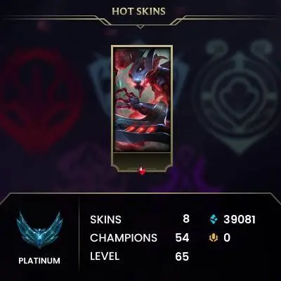 NEW SEASON- EUW P1- 80WR- HIGH LP GAIN-HIGH MMR- 8 SKIN- HANDMADE