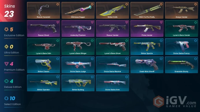 Eu/Full Access/Ranked Ready/Full Access/ Reaver Karambit+Glitchpop Dagger+RGX 11z Pro Firefly+Araxys Vandal+Reaver Vandal+Prime Vandal + 17 more