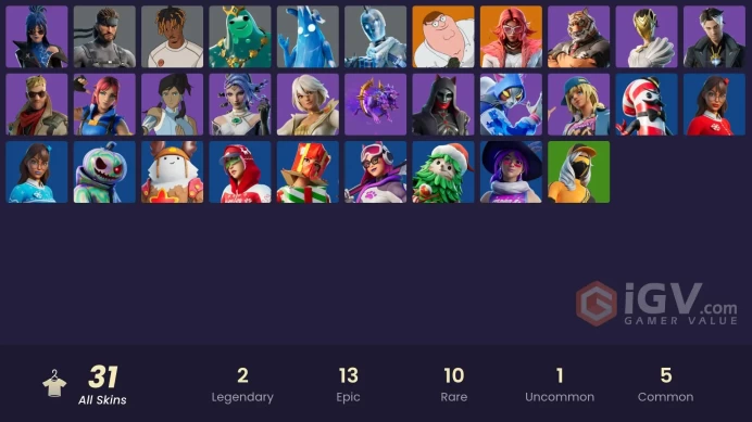 [PC/PSN]  29 skins | Fancy Peter Griffin | Burning Ambition Valeria | Poseidon | Polar Peely  | Slayer Juice WRLD ZAK503 