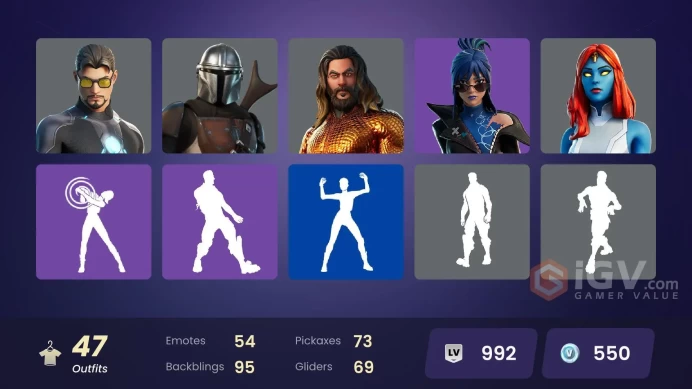 [PC/XBOX] 46 skins | Jules | Tony Stark | Mystique | Mandalorian | Cloud Striker | Subzero Cryptic  ZAK459 