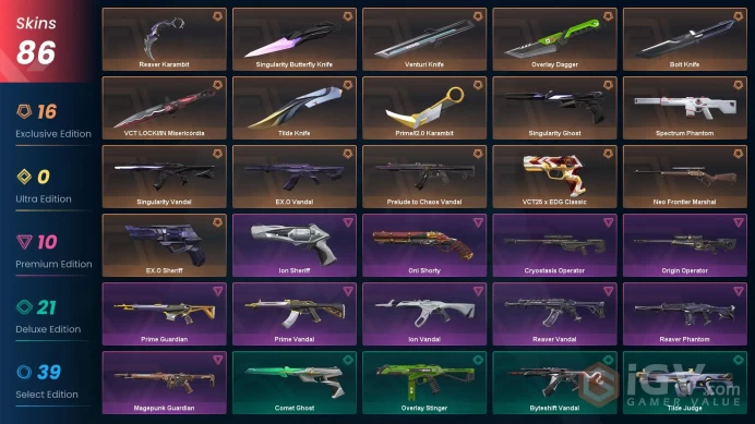 EU/TR 58165 VP VCT LOCK//IN Misericórdia Bolt Knife Reaver Karambit VCT25 x EDG Classic Spectrum Phantom Reaver Vandal Ion Vanda Reaver Vandal