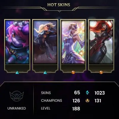 EUW / BRONZE 4 / 126 Champ / 65 Good skins(2 Ultimate, 2 Mythic, 4 Legendary, 19 Epic) / RIOT KAYLE / S4 ACC / HANDMADE / FULL ACCES /CHEAP