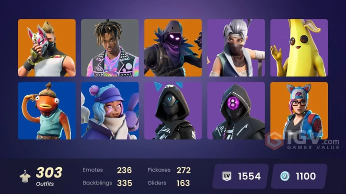 [303 SKINS]  FULL ACCESS  GOKU BLACK + JUICE WRLD + DRIFT + MIDAS  1100 V-BUCKS Included 