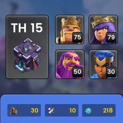 [TH 15] | Clash Of Clans | 203 Level | 73/76/46/50 Hero | Instant Delivery | Lifetime Warranty | 100% Secure | 24/7 Support
