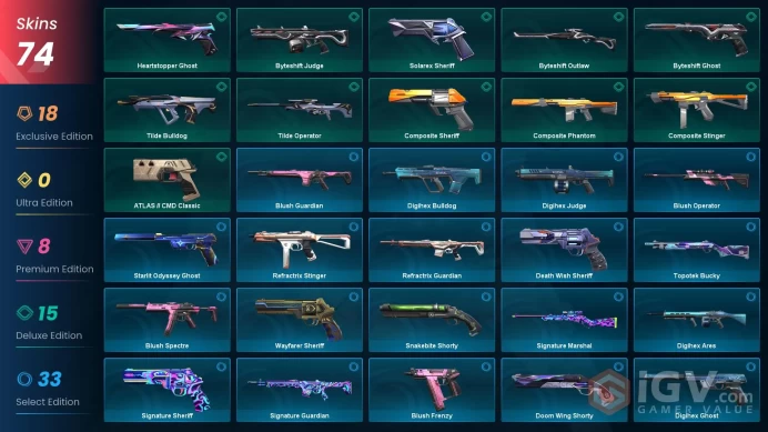  VALORANT EU WEST SERVER  74 SKİNS(+11 KNİFE, Ignite Fan+Nocturnum Scythe+Gaia's Fury,Champions 2023 )AUTO DELIVERY FULL ACCESS-LIFETIME WARRANT