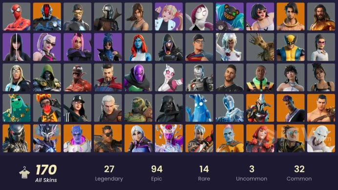 [XBOX/NIN/PC] 170 SKINS | TART TYCOON | FREEDIVER | SIDEWAYS WARRIOR | FULL RECON | LOWLIGHT | MASKED FADE | ON | BATTLE-TESTED | 