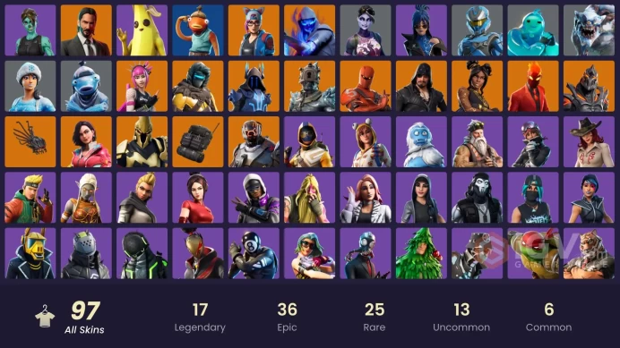 97 SKINS + WORLD CUP + CLUTCH + REAPER + HEAD BANGER + CANDY AXE + LAUGH IT UP + GRIND + AVATAR STATE AANG + POLAR PACK + GHOUL TROOPER