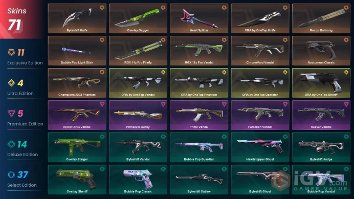 EU/TR Market&V25 ACTVI Gold III &ORA Sett-RGX Pro Firefly-Recon Balisong-Champions 2024 PH-Reaver/Prime/RGX-Chrono Vandal&Insant Delivery