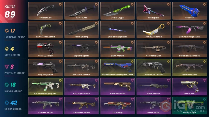 EU/TR - 9 Knife-26 Premium Skins-Power Fist-VCT x G2 Classic-Radiant Entertainment System Ghost-RGX 11z Pro Karambit-Reaver Knife / Full Access