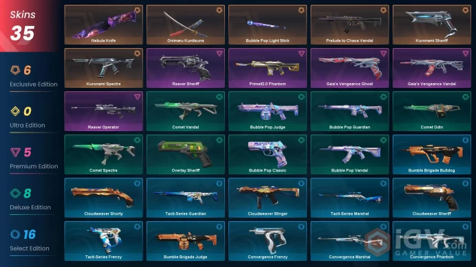EU / 35 skins / Prelude to Chaos Vandal / Onimaru Kunitsuna / Nebula Knife / Kuronami SpectreZka1587