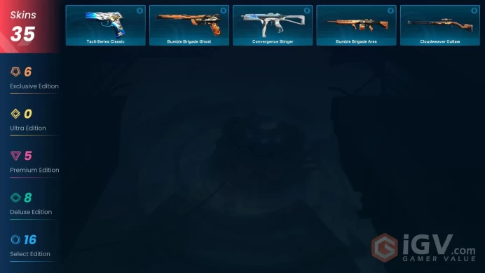 EU / 35 skins / Prelude to Chaos Vandal / Onimaru Kunitsuna / Nebula Knife / Kuronami SpectreZka1587