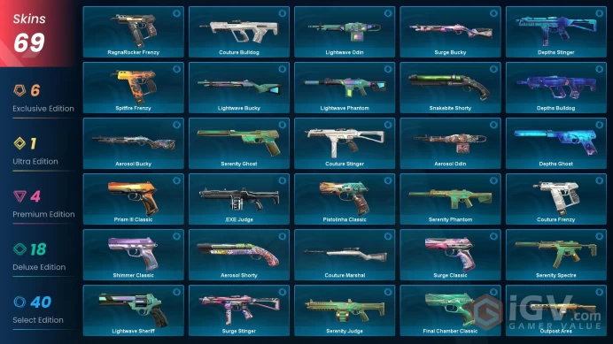EU 69 skins / Ruin Dagger / Elderflame Vandal / Singularity Vandal / Magepunk Vandal / Ion Phantomnki83