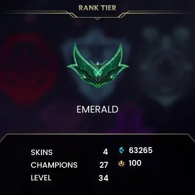 [EUW] S16! - SPLIT 1! - Emerald 4 - 8 Win 1 Lose -  63.2K Be - Honor 4 - Instant Delivery