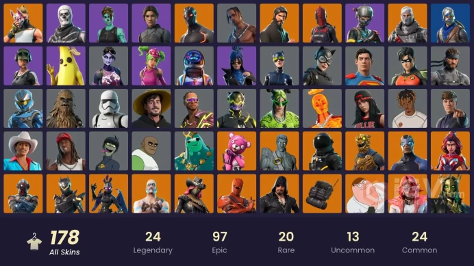 178 SKINS + TRAVIS SCOTT + THE REAPER + ROYALE KNIGHT + HUNTMASTER SABER + BLUE SQUIRE + TAKE THE L + MAKO + ASTRO JACK + DIAMOND JACK