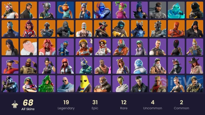68 SKINS + THE REAPER + ELITE AGENT + TAKE THE L + BUS BANNER + DRIFT + DARK VOYAGER + CALAMITY + SUN STRIDER + NISHA