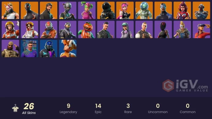 26 SKINS + THE REAPER + ELITE AGENT + ELITE AGENT + TAKE THE L + MAKO + OMEGA + DRIFT + DARK VOYAGER + REDLINE + ZOEY + TOMATOHEAD + CARBIDE