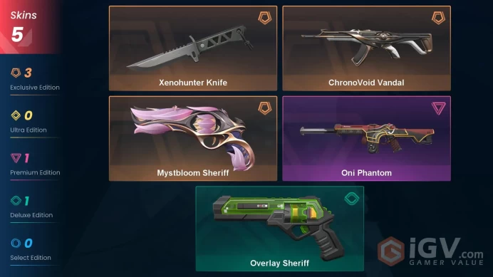 Eu/Full Access/Ranked Ready/Xenohunter Knife + ChronoVoid Vandal + Mystbloom Sheriff + Oni Phantom + Overlay Sheriff