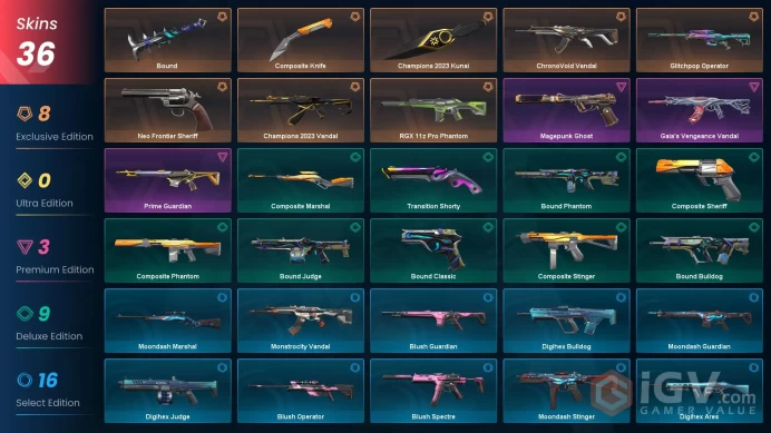 EU | Champions 2023 Bundle, Gaia's Vengeance Vandal, Neo Frontier Sheriff, RGX Pro Phantom, Glitchpop Operator, Prime Guardian, Magepunk Ghost