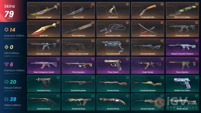 EU/TR 79 skins | Ignite Fan + Ignite cards | Kuronami no Yaiba | Kuronami Sheriff | Kuronami Vandal | Kuronami Spectre | Kuronami Marshal 