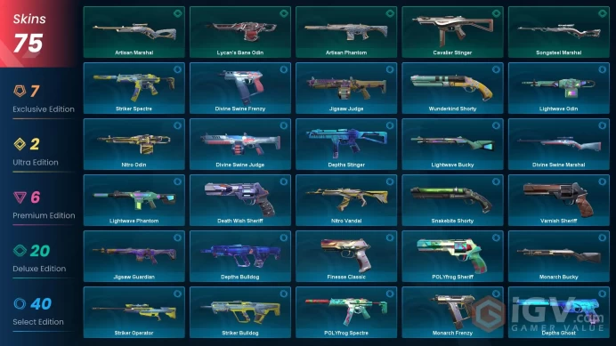 EU 75 skins | Magepunk Electroblade | Singularity Phantom | Singularity Sheriff | Protocol 781-A Spectre | Elderflame Frenzy | Prime/2.0 Phantom