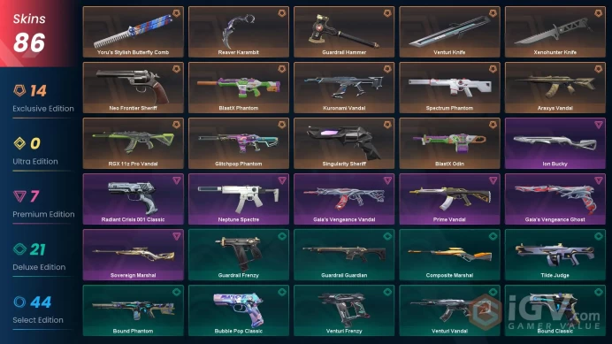 EU/TR 86 skins | Xenohunter Knife | Reaver Karambit | Kuronami Vandal | Neo Frontier Sheriff | Araxys Vandal | Glitchpop Phantom | Singularity S