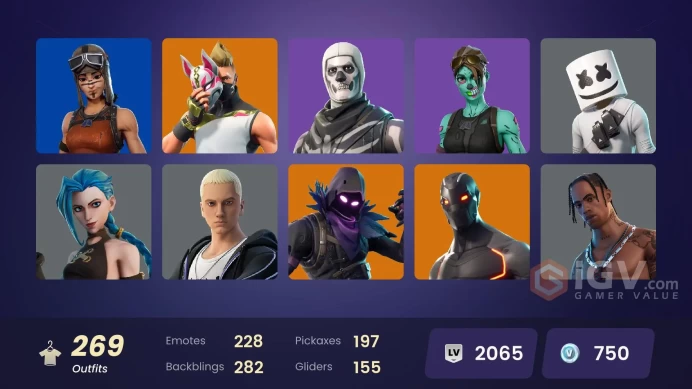 269 SKINS + TRAVIS SCOTT + STW OLD + ARCANE JINX + REFLEX + SNOW DAY + TIDY + CANDY AXE + FRESH + 227 EMOTES + CATWOOMAN'S GRAPPLING CLAW