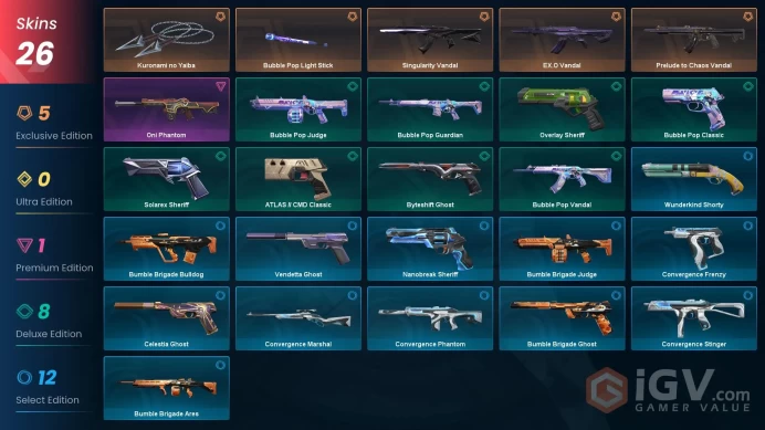 EU [ 26 TOP SKINS + 2 KNIFE ] Kuronami no Yaiba + EX.O Vandal + Bubble Pop Light Stick + Prelude to Chaos Vandal / full acces