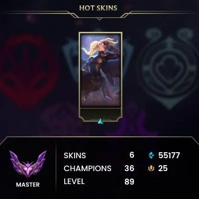 Euw // Master : 25 LP // 2026 S1 // lvl 89 //55K BE // HANDMADE  // Full access //36 Champion // 6 skins// 