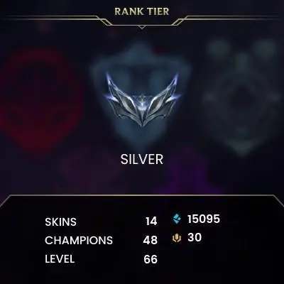 EUW / S16 SILVER III / 47 CHAMPS / 14 SKINS / 1/5 PLACEMENTS / HONOR 2 / CHANGEABLE EMAIL / 5 MIN. 24/7 DELIVERY #L1/98825AR30