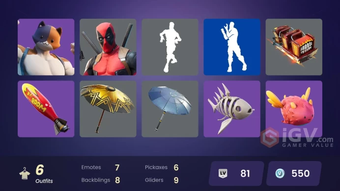 13607[PC/PSN/XBOX]Astroworld Cyclone|Gear Specialist Maya|Deadpool|Agent Peely|Meowscles|TNTina|Brutus|Arroyo Pack|Deadpool's Katanas
