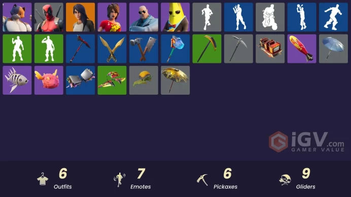 13607[PC/PSN/XBOX]Astroworld Cyclone|Gear Specialist Maya|Deadpool|Agent Peely|Meowscles|TNTina|Brutus|Arroyo Pack|Deadpool's Katanas