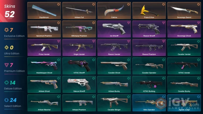 NA | Sovereign Sword, Reaver Vandal, Prime Vandal, Spectrum Phantom, Reaver Phantom, Glitchpop Phantom, Reaver Sheriff, Sovereign Ghost [F/A]