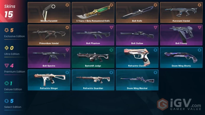 Eu/Full Access/Ranked Ready/Bolt Knife + 5 Years // Beta Remastered Knife + Minima Karambit + Primordium Vandal + Kuronami Vandal + 10 more