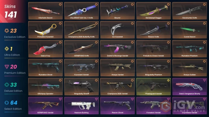 AP/MYS 94400 VP Champions 2025 Butterfly Knife Phaseguard Vandal Champions 2025 Vandal Forsaken Operator Prime//2.0 Karambit Singularity Sheriff
