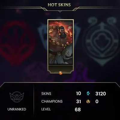 [Code 9072] Level 68 + 10 Skins / LAN / Very Cheap
