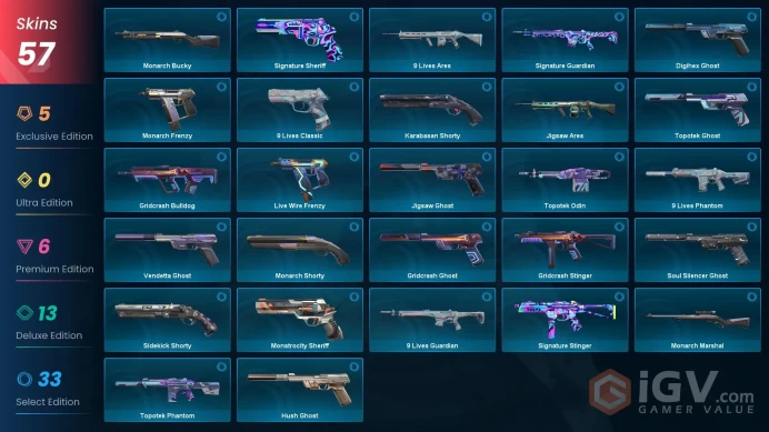 EU-TR [ 57 TOP SKINS + 4 KNIFE ] RGX 11z Pro Firefly + RGX 11z Pro Vandal + Oni Phantom + Reaver Vandal + Reaver Sheriff / full acces